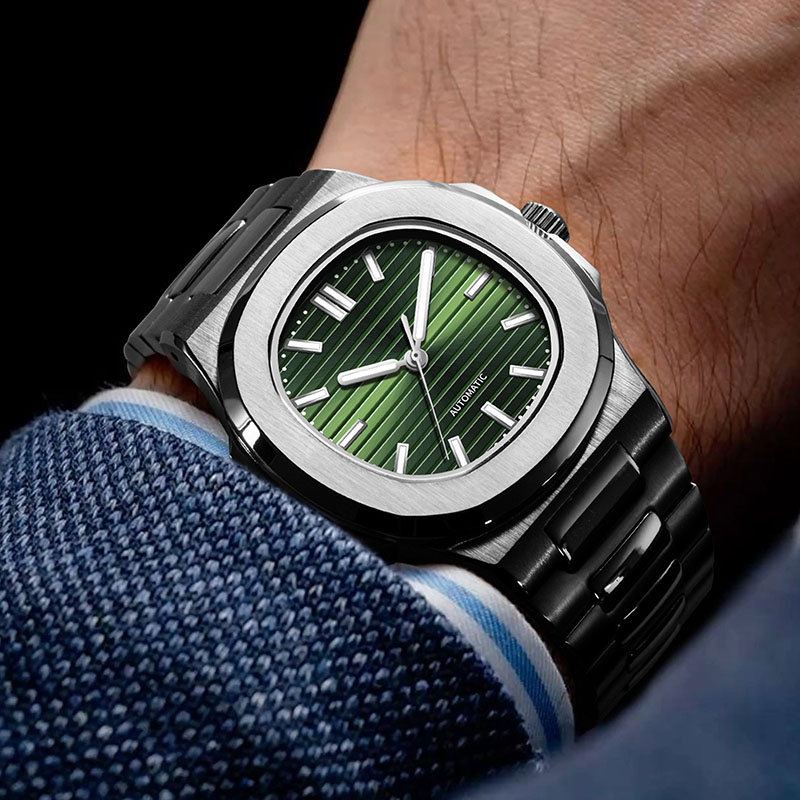 Patek Philippe Watch Nautilus - ماكارلون ساعة رجالية أوتوماتيكية بتصميم نوتيلوس